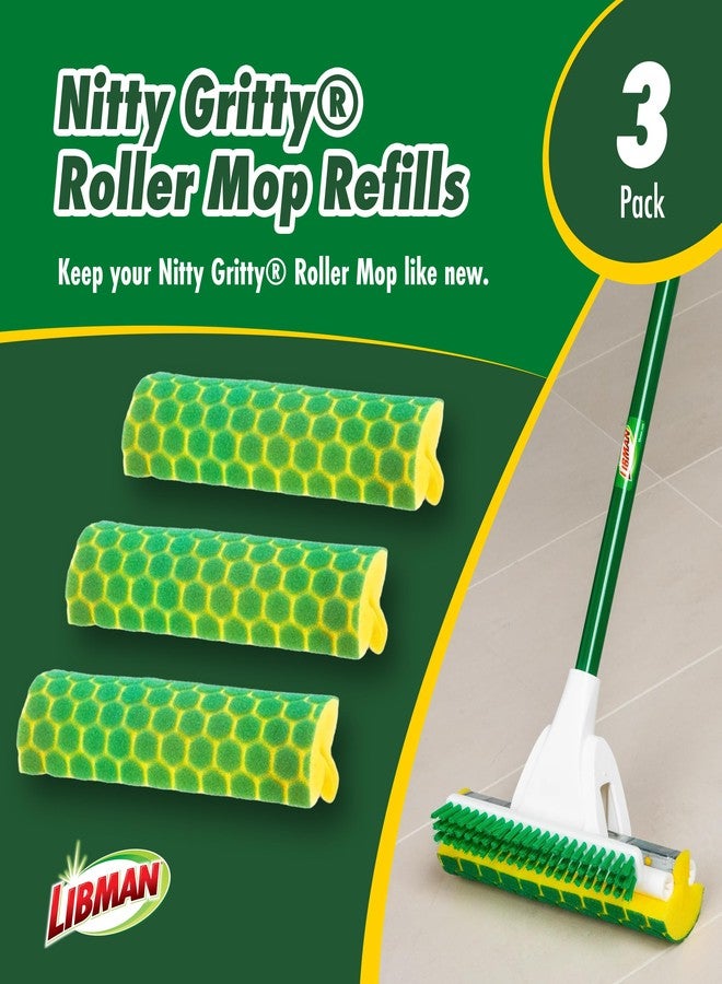 Libman Commercial Libman Nitty Gritty Roller Mop Refills | Scrub Mop | Wet Mop | Mops for Floor Cleaning | Sponge Mop | Self Wringing Wood Floor Mop | | 3 Replacement Mop Heads Included - Image 2